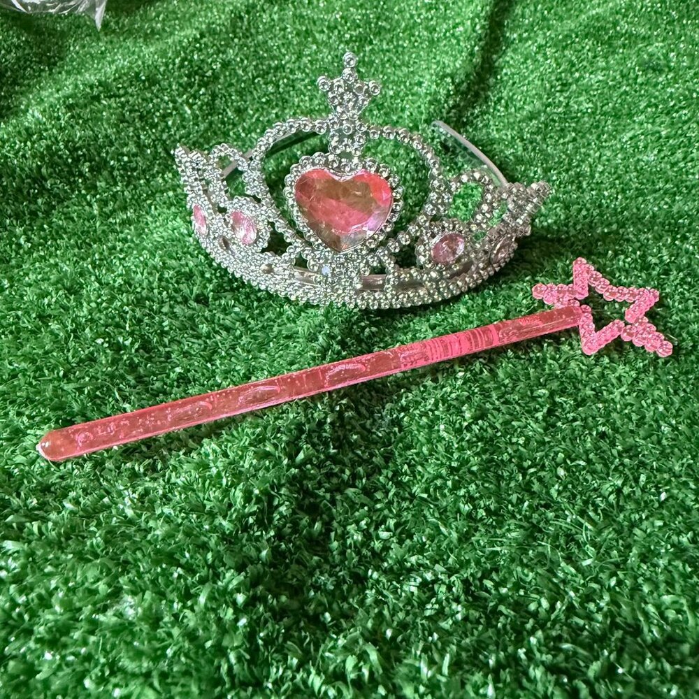 12 Pack - Heart Stone Tiaras and 12 princess Wand for Girls Party Supplies NEW